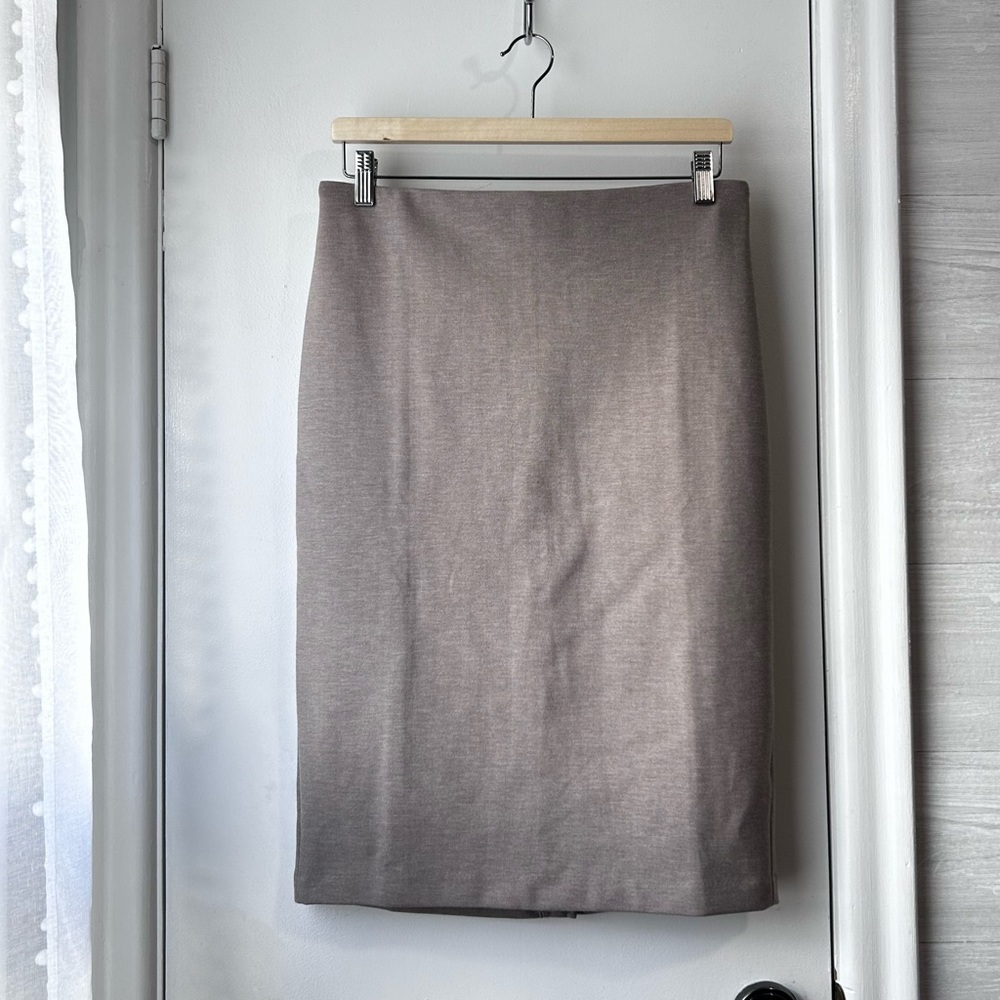 New Philosophy Ponte Heathered Taupe Pencil Skirt